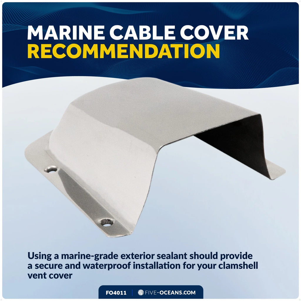 Clamshell Vent Cover for Marine (6" L x 4.5" W) - 316 Stainless Steel
