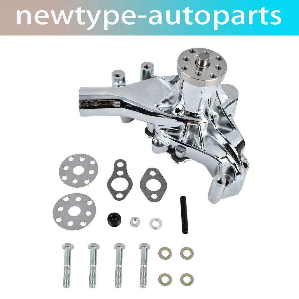 High Volume Long Water Pump for Chevy Small Block 283 305 350 400 (1960–1995) Chrome
