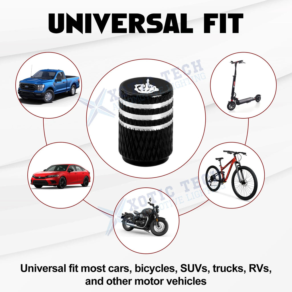 Tire Valve Stem Caps 4-Pack for Universal Cars SUVs Bikes Motorcycles (-)