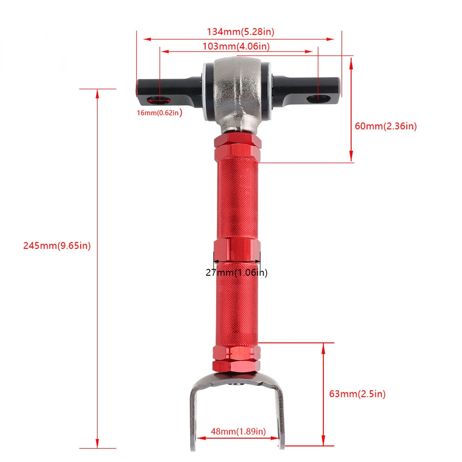 2X Red Adjustable Rear Control Camber Arm for Honda Civic (2001–2005) & Acura RSX (2002–2006)