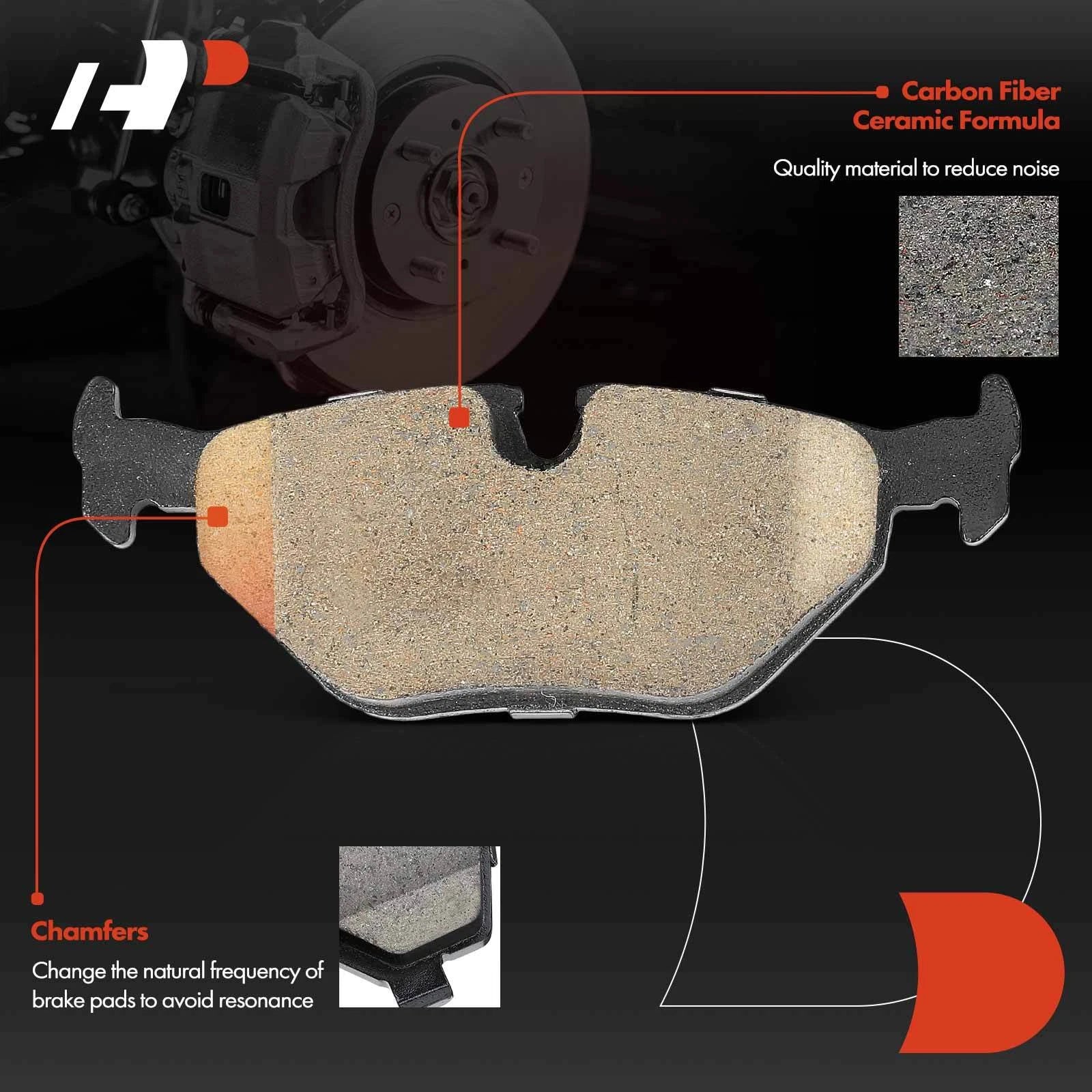 Set of 4 Rear Ceramic Brake Pads for BMW 320i 323i 325Ci Z4 (2001–2005)