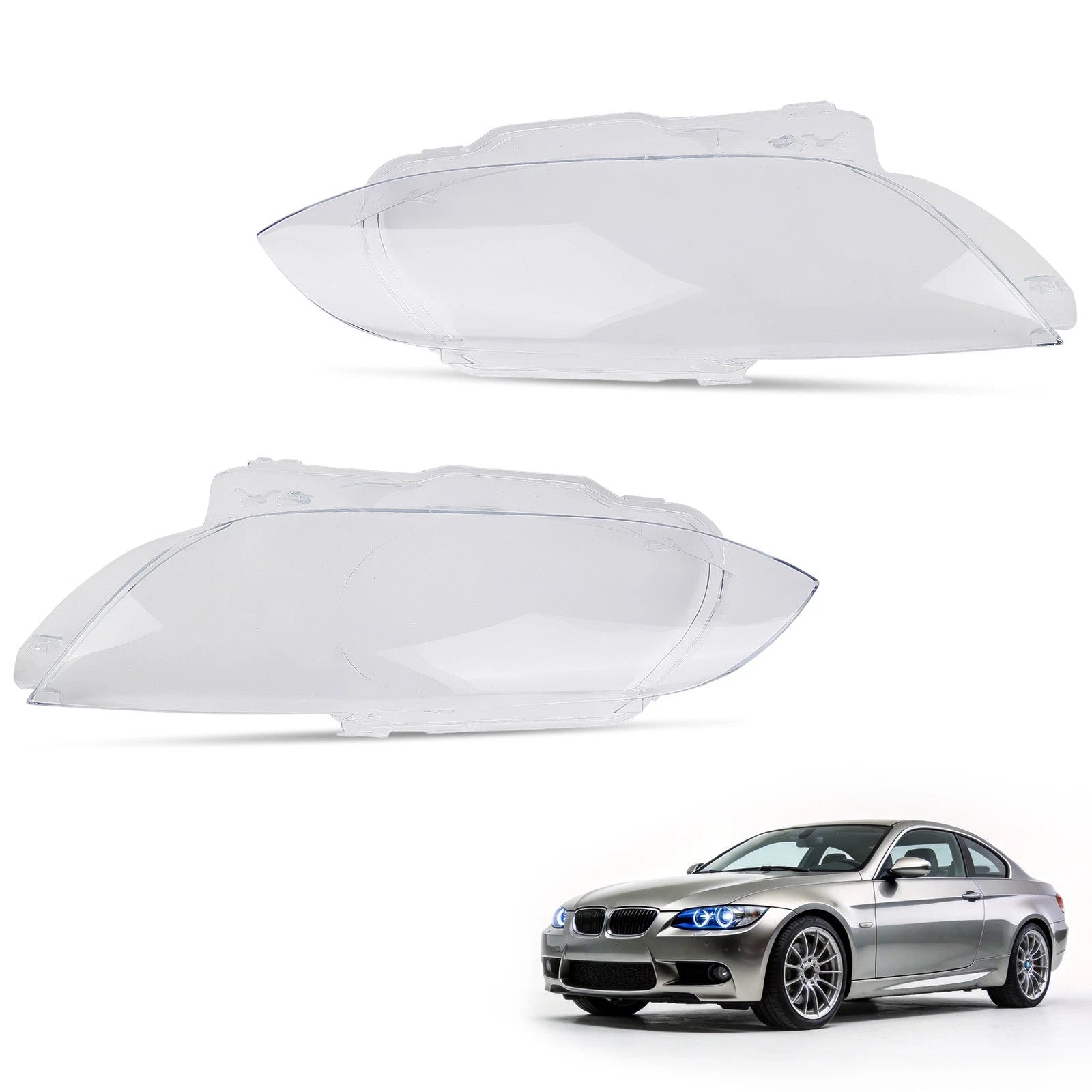 Pair Headlight Lens Cover for BMW 3 E92 Coupe (2006–2009)