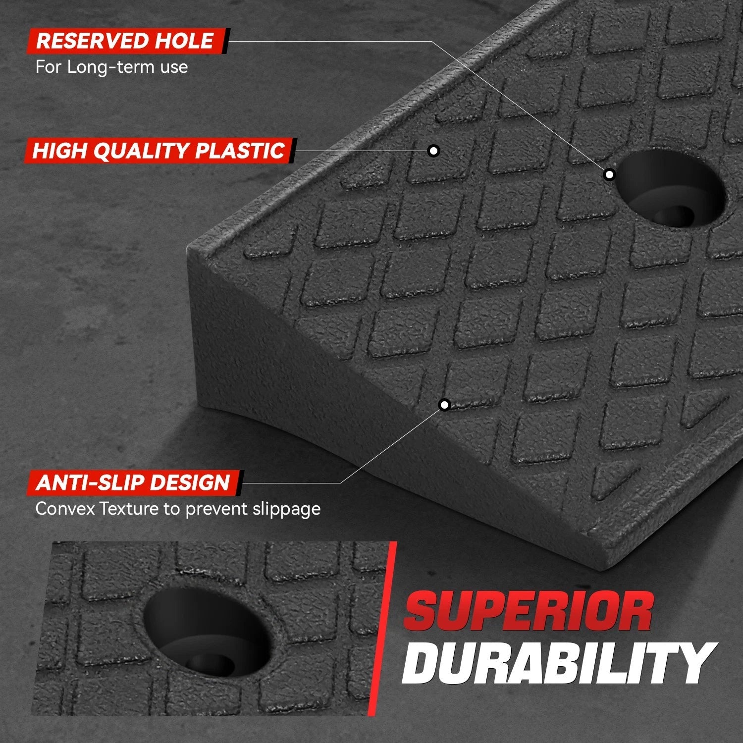 Set of 2 Curb Ramps 38.6"L x 5.9"W x 2"H 8800lbs Capacity for Households