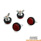 4 x Motorcycle Rear License Plate Bolts with Red Reflector Universal