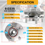 Pair Front Wheel Bearing Hubs for INFINITI Q40 (2015) & Q50 (2014–2023)