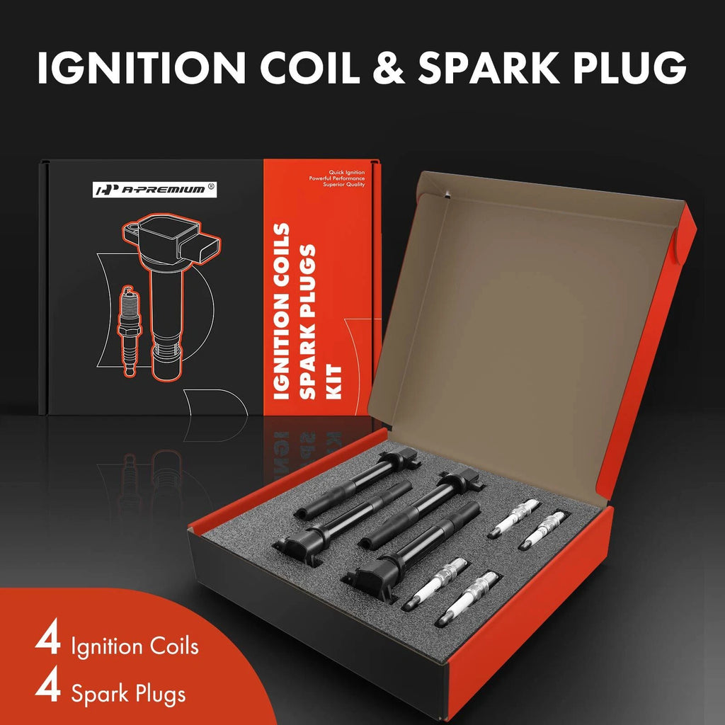 Set of 4 Ignition Coils & Iridium Spark Plugs for Hyundai Accent Kia (2006–2011)