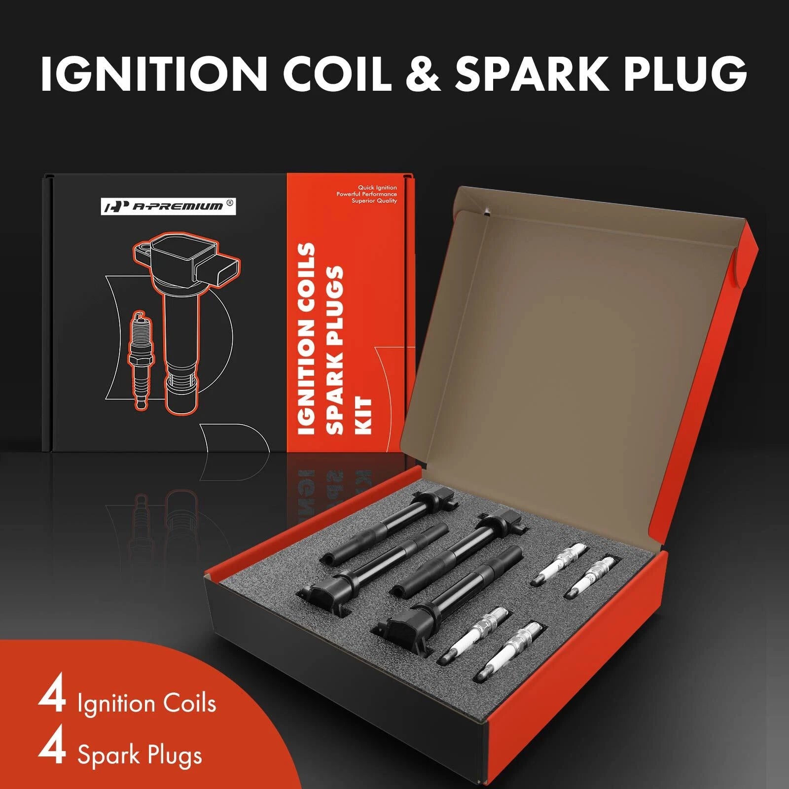 Set of 4 Ignition Coils & Iridium Spark Plugs for Hyundai Accent Kia (2006–2011)