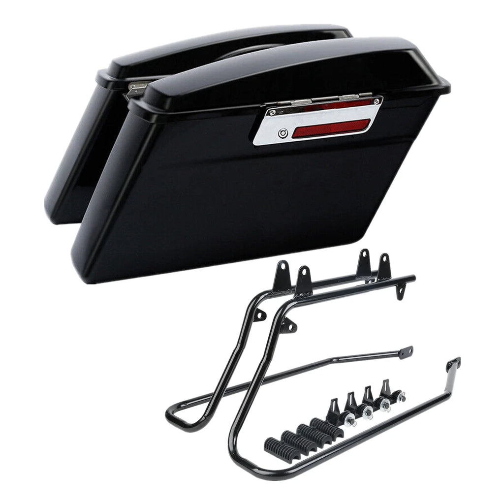 Matte Black Hard Saddlebags & Conversion Bracket for Harley Softail (1984–2017)