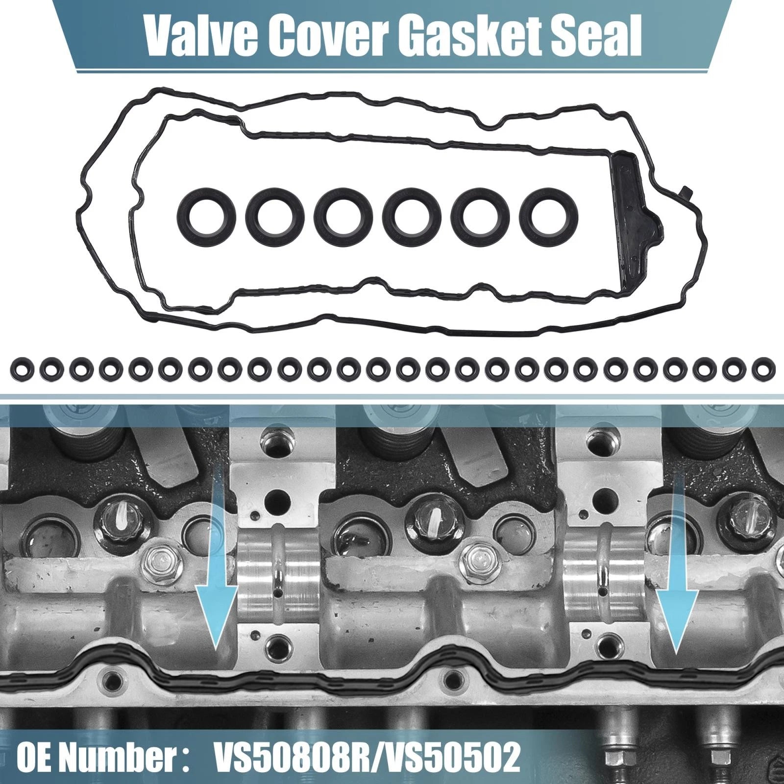Set of 2 Engine Valve Cover Gaskets for Chevrolet Cadillac CTS (2003–2019)