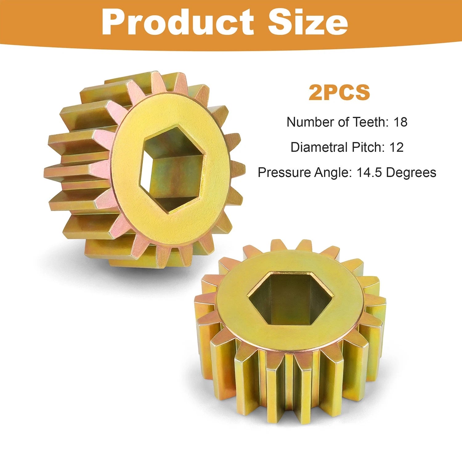 2Pcs 18-Tooth Spur Gear 122739 for Lippert RV Slide-Outs (12DP/14.5PA)