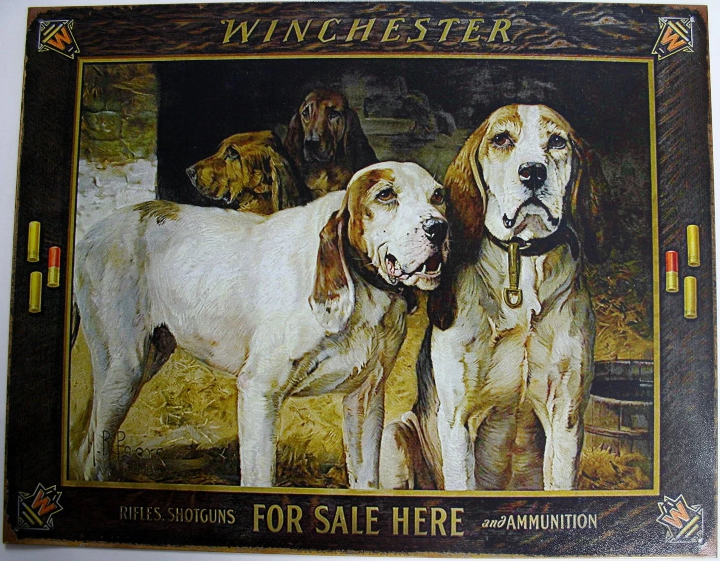 Tin Metal Sign for Winchester Hunting Dog Gun Shotgun Shell Bullet (2176)