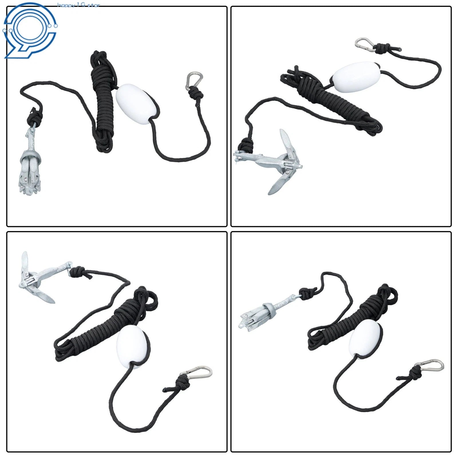 Folding Grapnel Anchor Kit for Kayaks Canoes Paddle Board (Portable, 1.5lb)