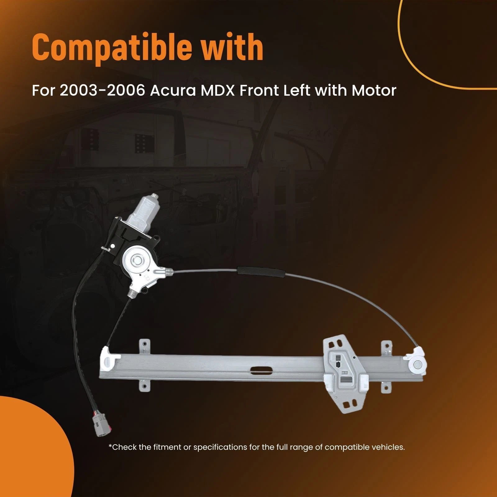 Front Left Window Regulator for Acura MDX (2003–2006) 748916 Metal Plastic