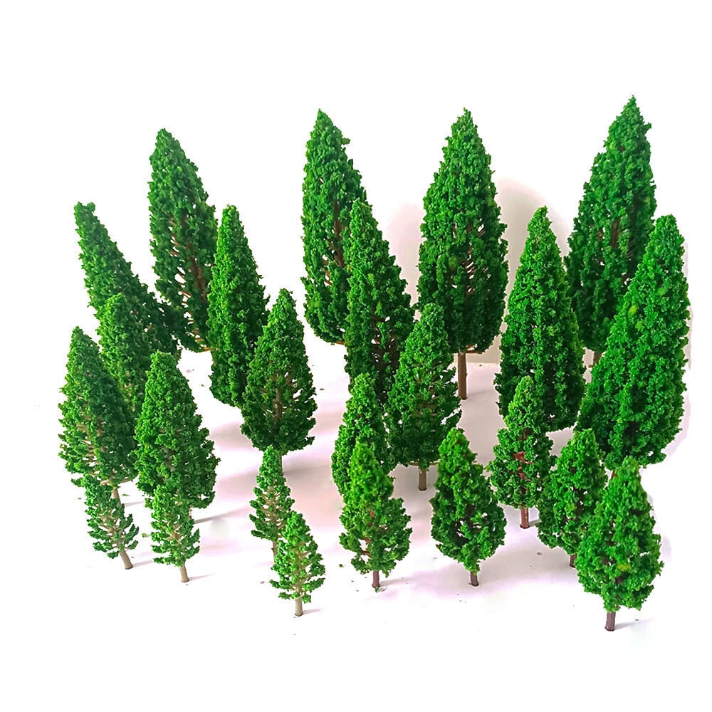 18Pcs Mixed Model Tree Scenery Parts for Railroads & Train Diorama