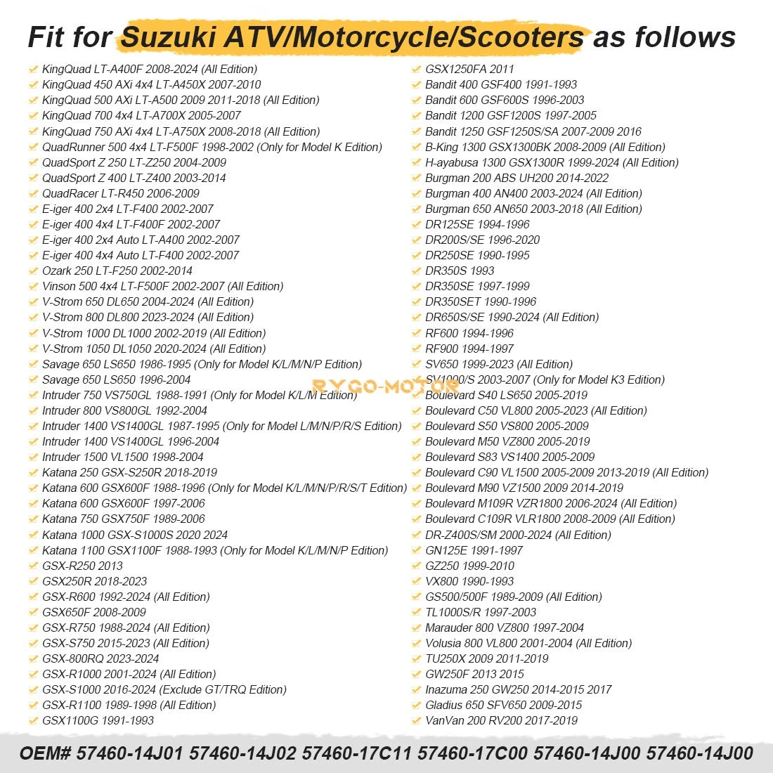 Front Brake Switch for Suzuki QuadRunner 500, QuadSport Z 250/Z 400, QuadRacer 450