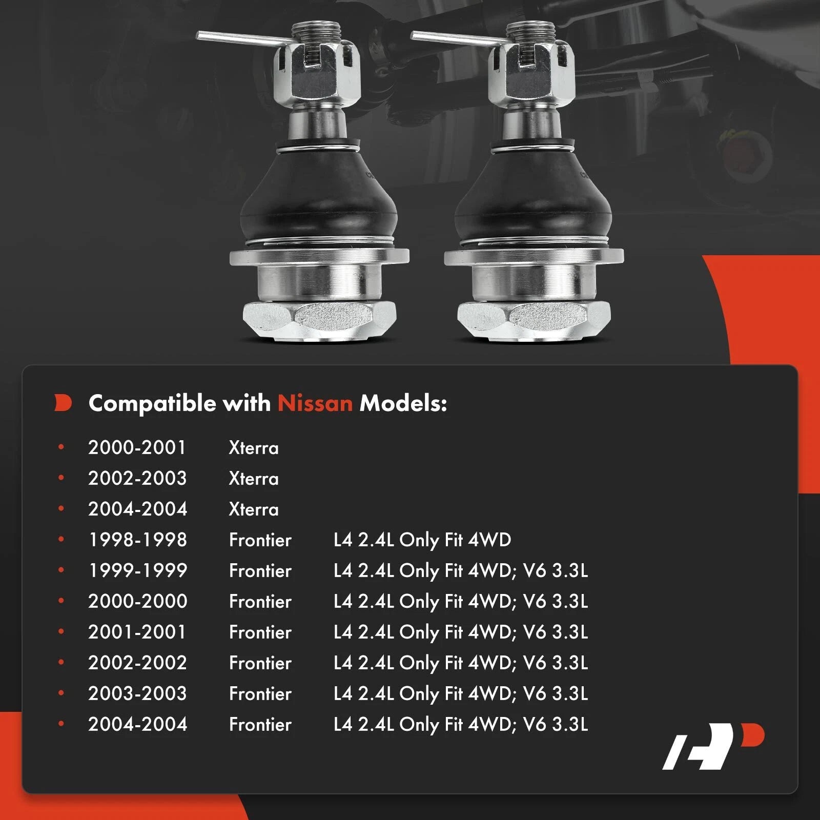 2X Front Lower Ball Joint for Nissan Xterra Frontier (1998-2004)