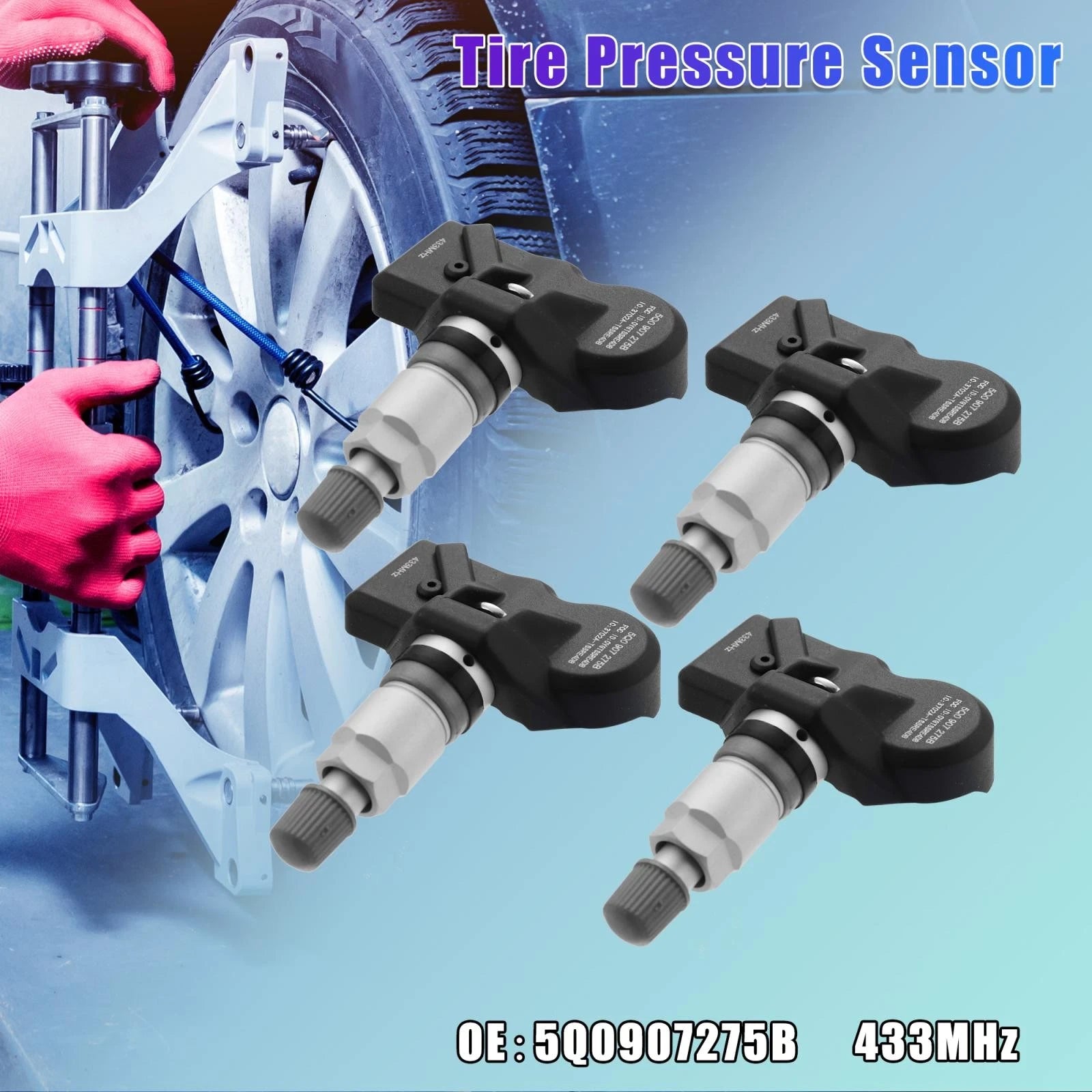 Set of 4 Tire Pressure Monitoring System Sensors 5Q0907275B for Volkswagen (2015–2021)