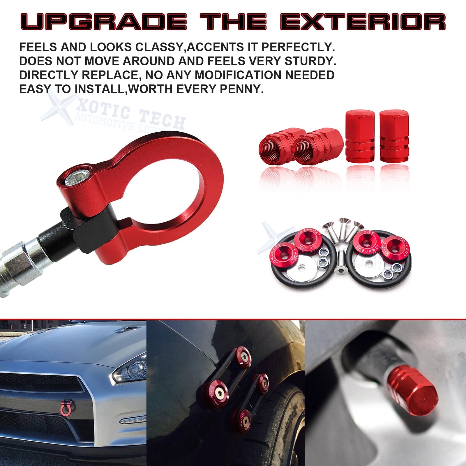 Tow Hook, Air Valve Cap, Quick Release Fasteners for Nissan GT-R (2007-2018)