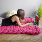 Chunky Knitted Thick Blanket for Sofa (Winter Warm Hand Yarn Merino)