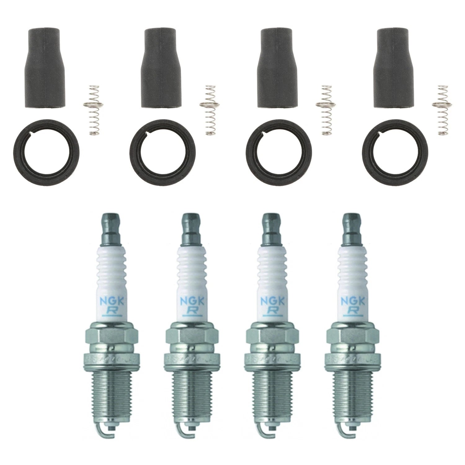 Set of 4 NGK Standard Spark Plugs & Coil Boots for Magentis Optima Sonata (2001–2010)
