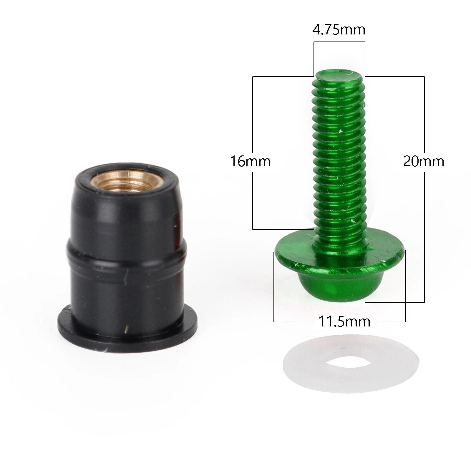 10 Pack Motorcycle Wind Screen Shield Alu M5x16mm Screw Bolt Washers