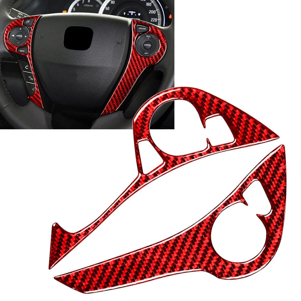 2X Carbon Fiber Steering Wheel Button Cover for Honda Accord (2013–2017)