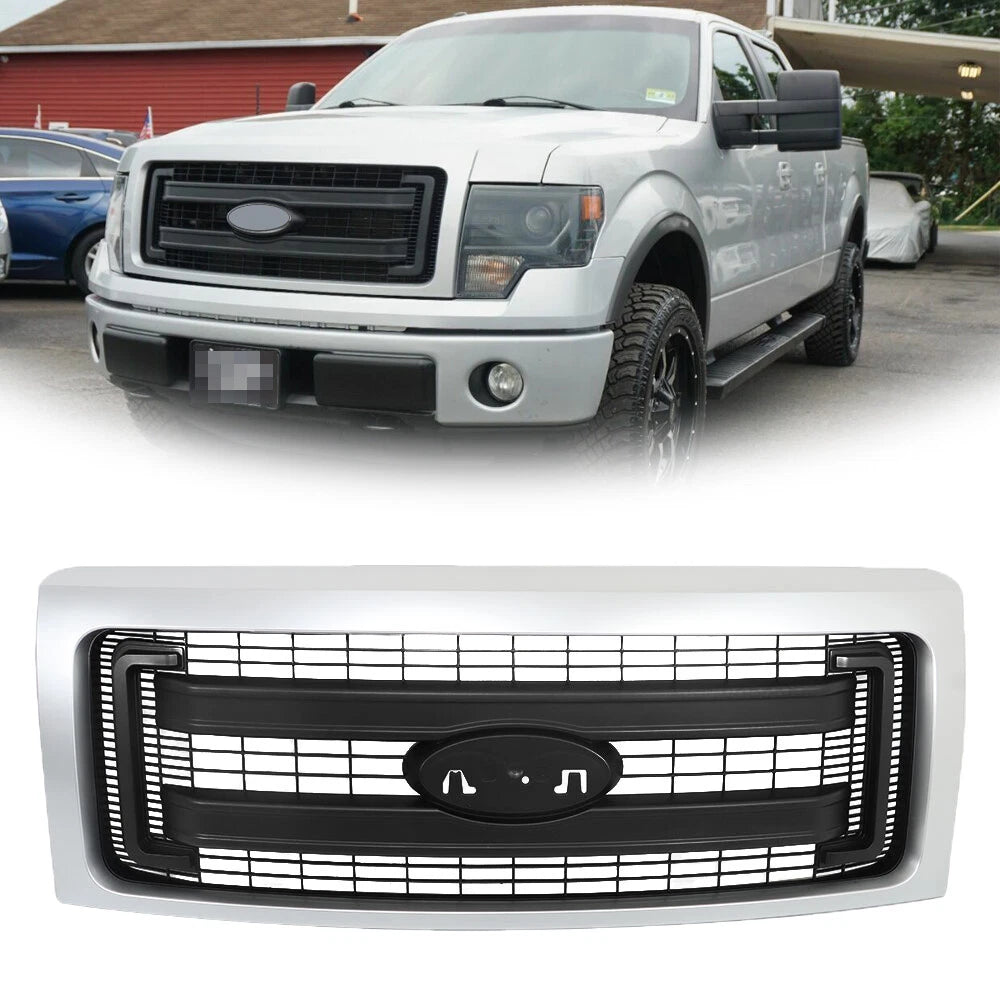 Front Upper Grille for Ford F150 (2009â2014) Silver Black