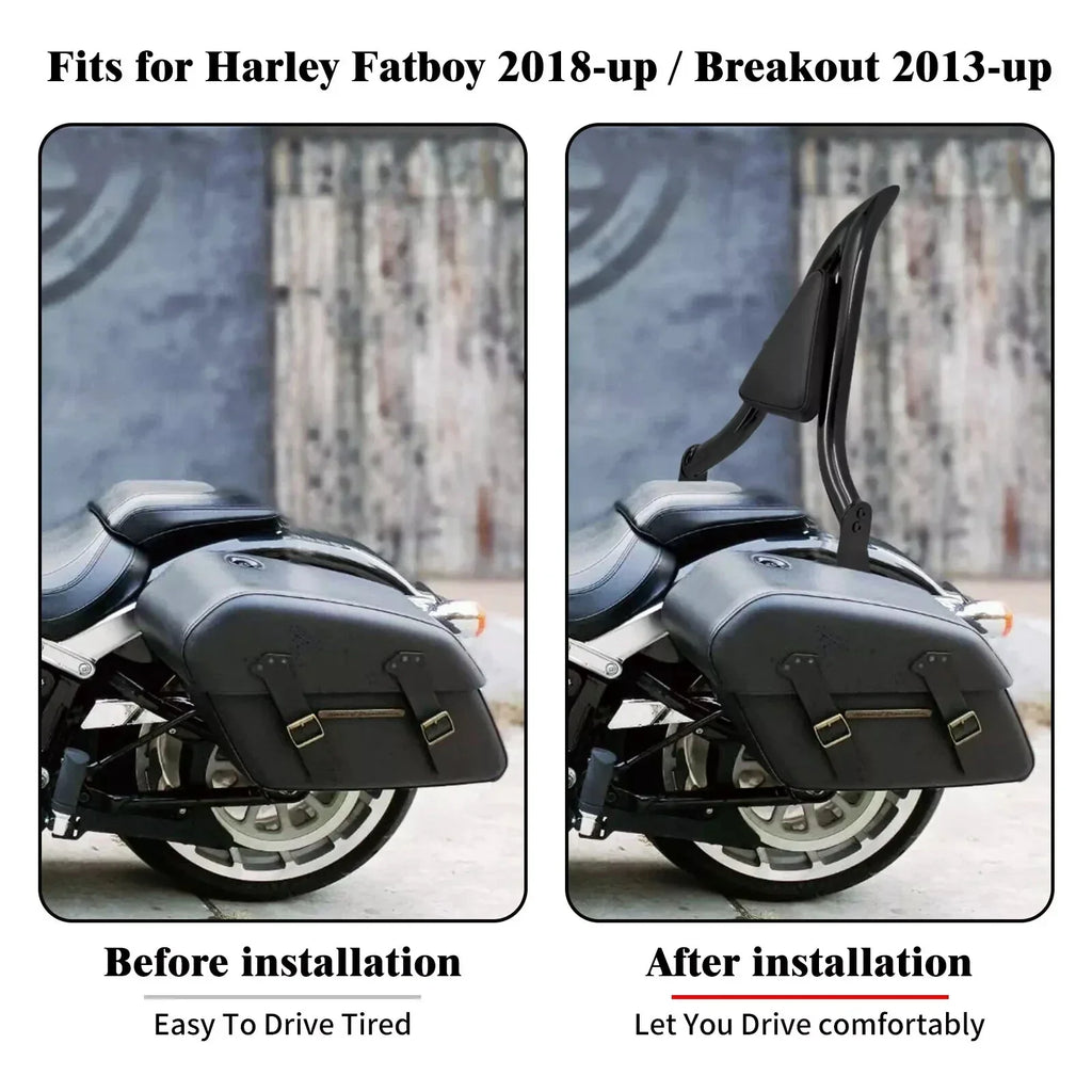 Rear Black Sissy Bar Backrest Pad for Harley Breakout, Fat Boy (2013-2023)
