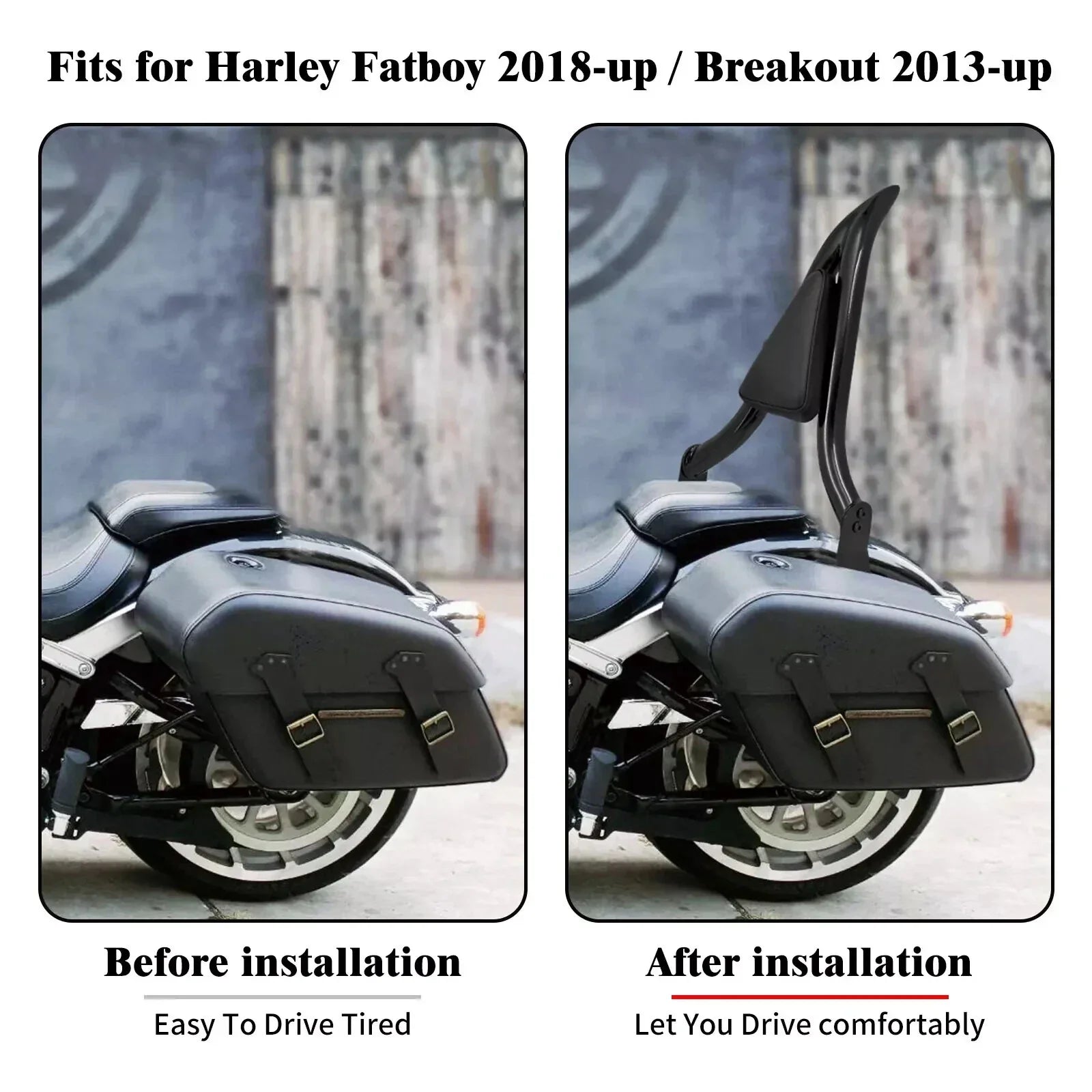 Rear Black Sissy Bar Backrest Pad for Harley Breakout, Fat Boy (2013-2023)