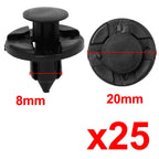 25 Plastic Rivets Retainer Push Clips for Nissan (8mm Hole)