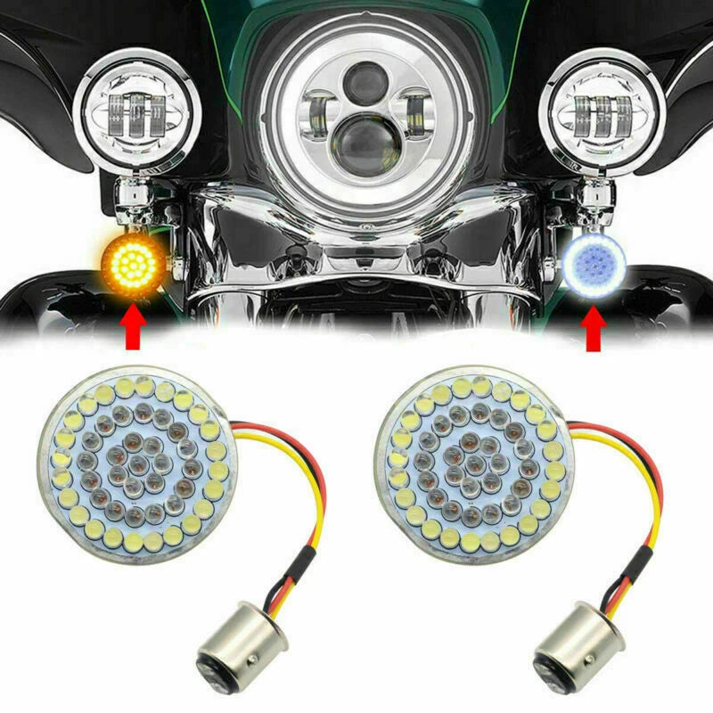 LED Turn Signal Lights 1157 Amber/White for Harley Touring Dyna