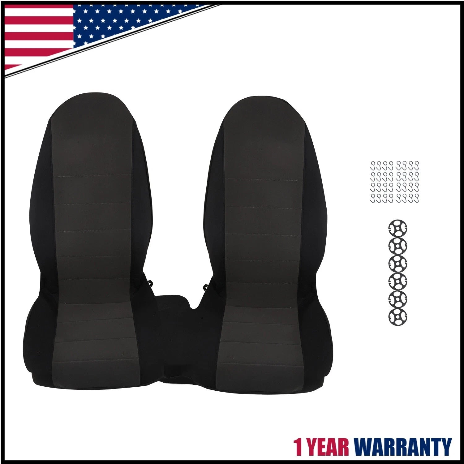 Car Seat Covers Set of 2 Black/Charcoal for Ford Ranger (1998–2003)