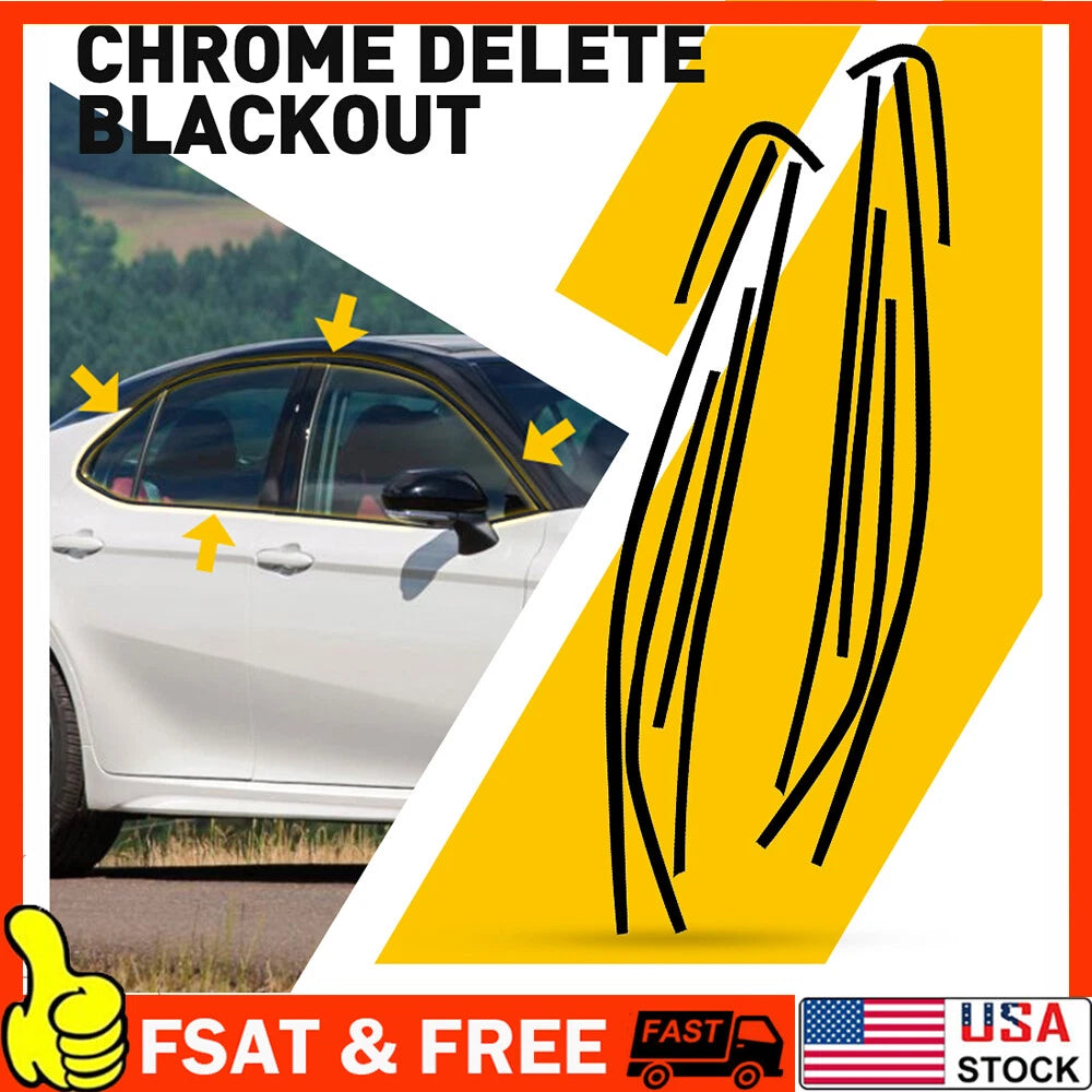 Chrome Delete Blackout Overlay Window Trim for Toyota Camry (2018â2023)