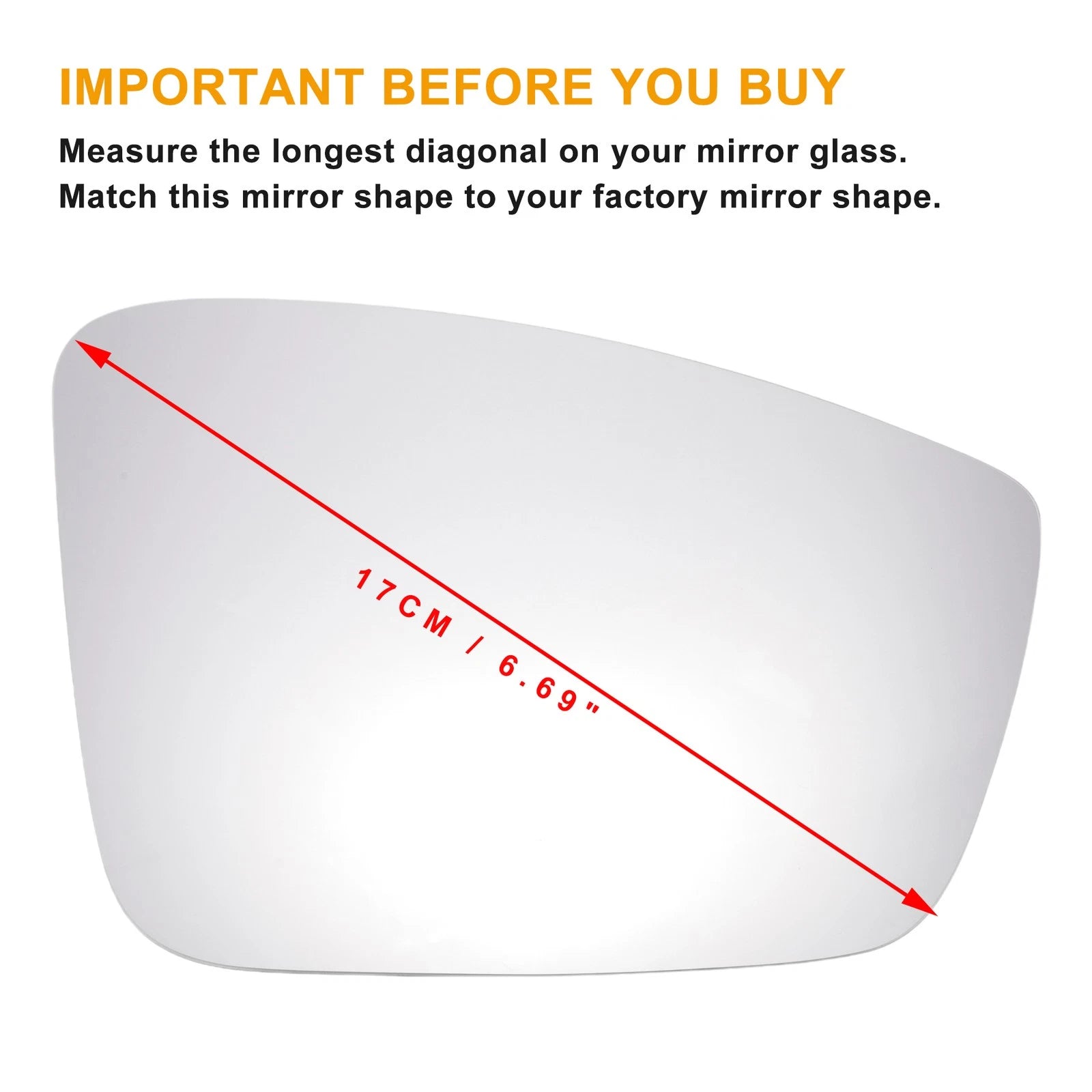 Right White Mirror Glass for Seat MII, Skoda, Volkswagen (Non-heated)