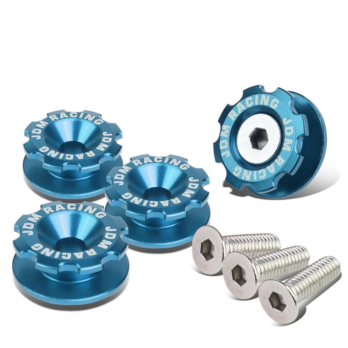 Set of 4 Aluminum Sky Blue Bumper Quick Release Fasteners for