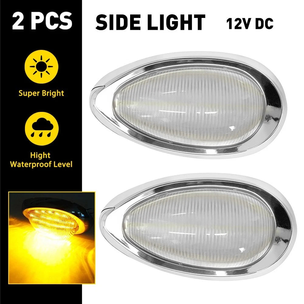 2X Clear Lens Amber LED Side Marker Light for Freightliner Century Columbia (1996–2009)