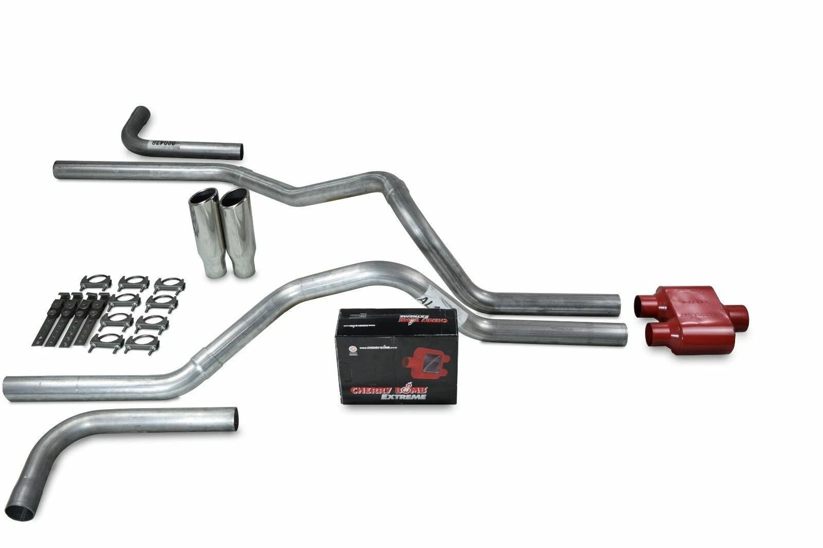 2.5" Dual Exhaust Kit for Ford F-150 (1998–2003) - Cherry Bomb Extreme, Clamp Tips
