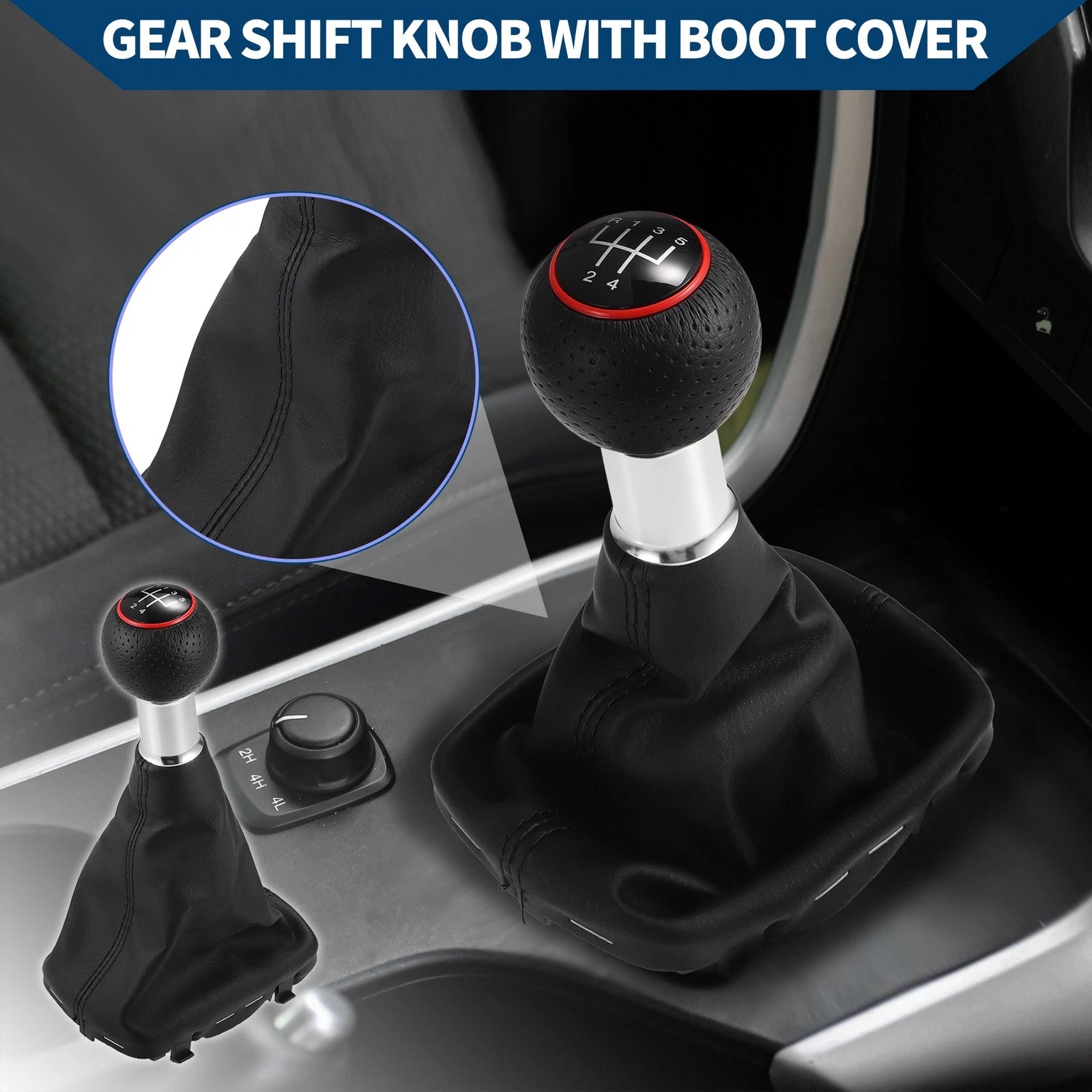 5 Speed Gear Shift Knob with Dust Cover for Audi A3 (2000–2003) Black Plastic