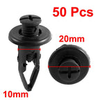 50x Black Plastic Push Pin Clips for Toyota (10mm Hole)