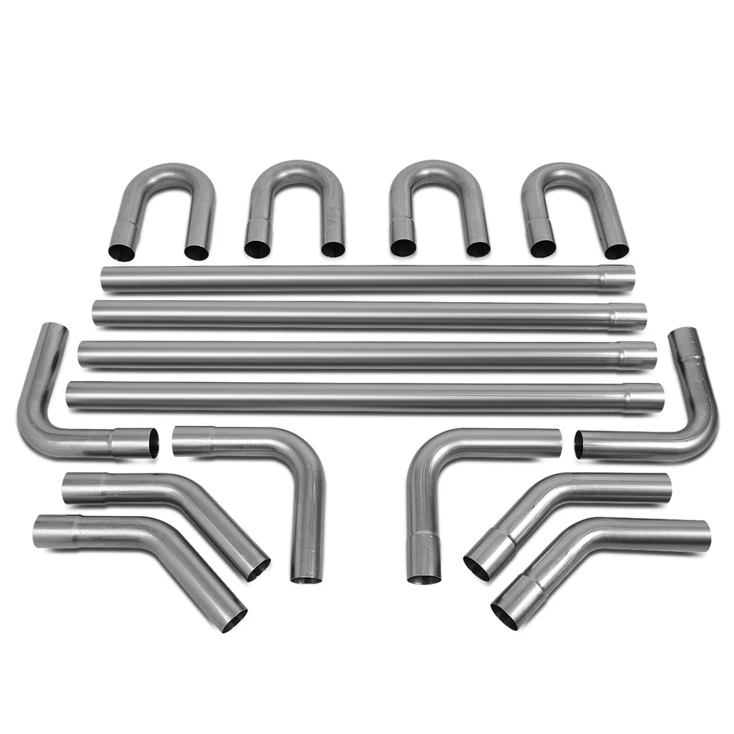 16-Piece 2.0" OD Steel Exhaust Pipes & Bands Kit Universal