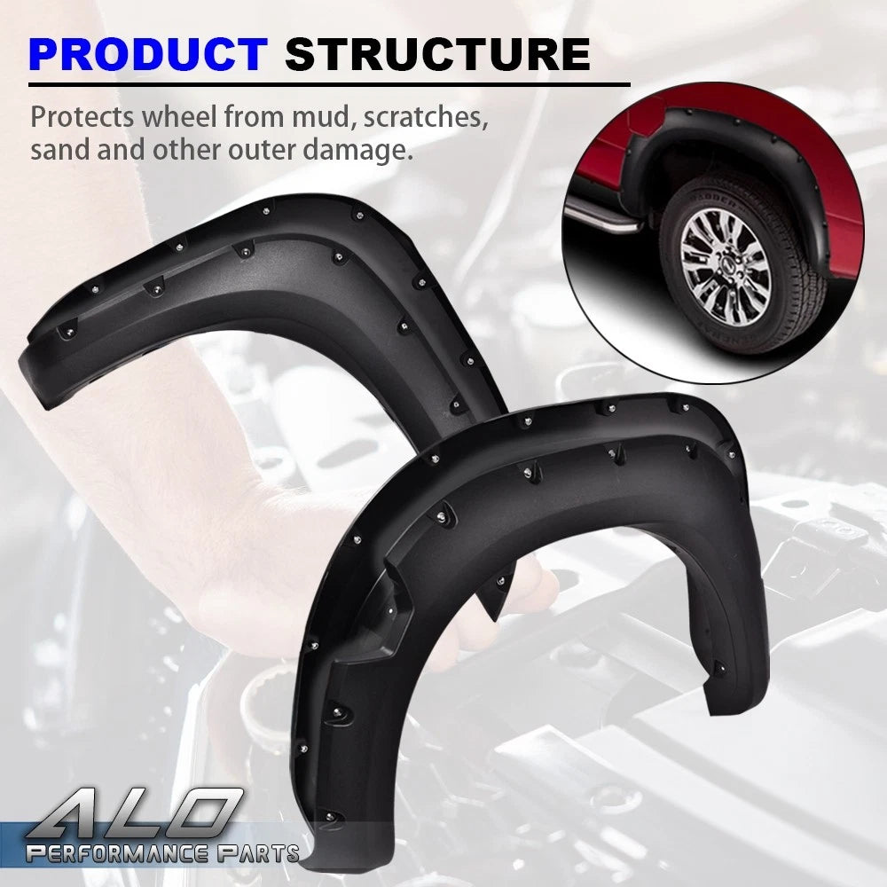 Set of 4 Pocket Rivet Style Fender Flares for Nissan Titan (2004–2015)