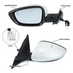Left Side Door Mirror Assembly White for Honda Accord (2018-2022)