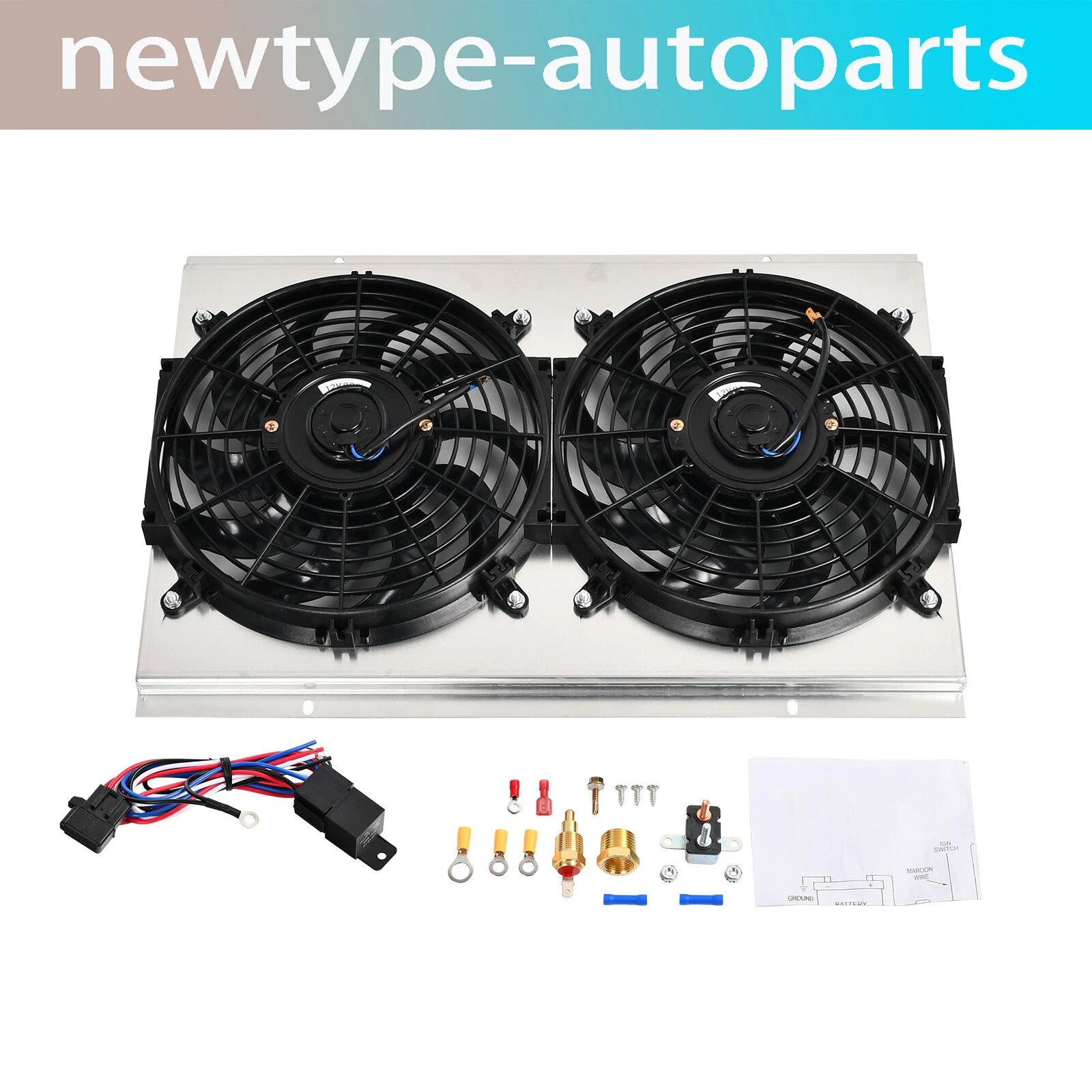 Aluminum Shroud 12'' Fan + Thermostat for Chevy S10 Blazer Corvette (1982–2002)