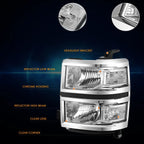 Clear Corner Headlights Lamp Chrome for Chevy Silverado 1500 (2014–2015)