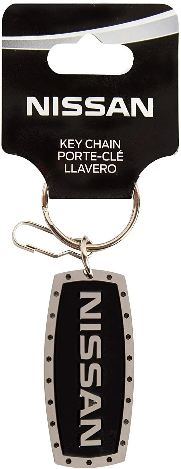 Chrome and Black Rivet Keychain for Nissan (Car, Truck, SUV)
