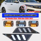 LED Blue & Amber Front Bumper Side Marker Light for Honda Civic (2016–2021)