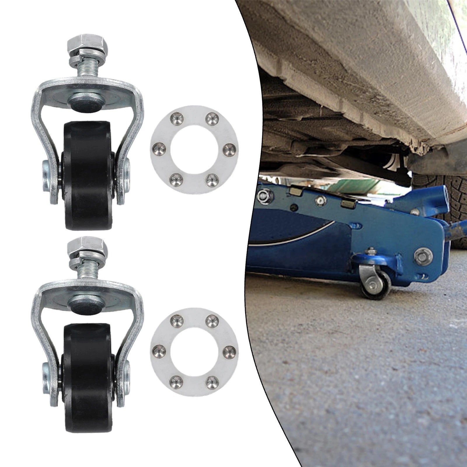 Set of 2 Swivel Castors for 2 Ton Hydraulic Trolley Wheels