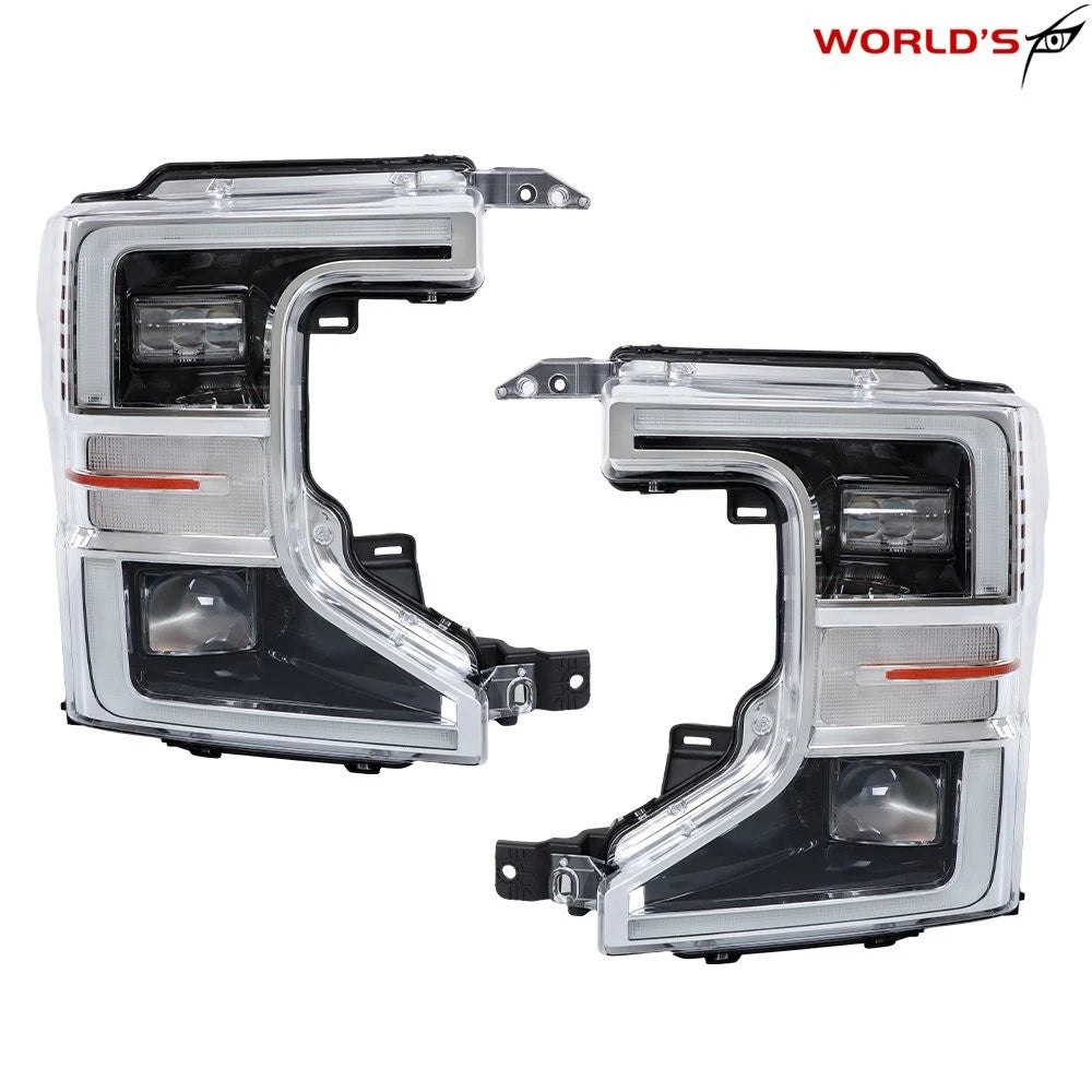 Set of 2 LED Chrome Headlights for Ford F250 F350 Pickup (2020–2022)