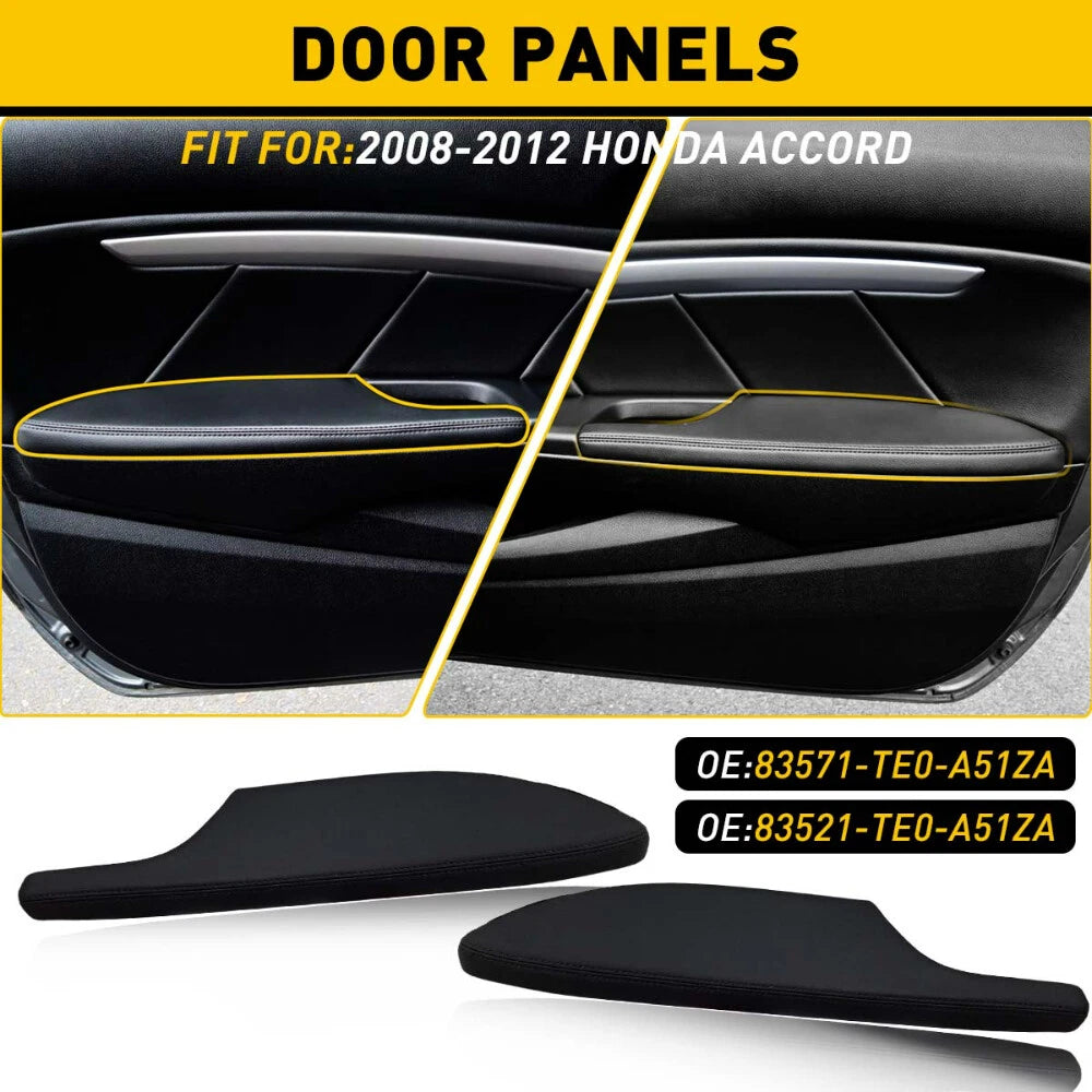 Set of 2 Door Armrest Panels for Honda Accord Coupe (2008–2012) Black Leather