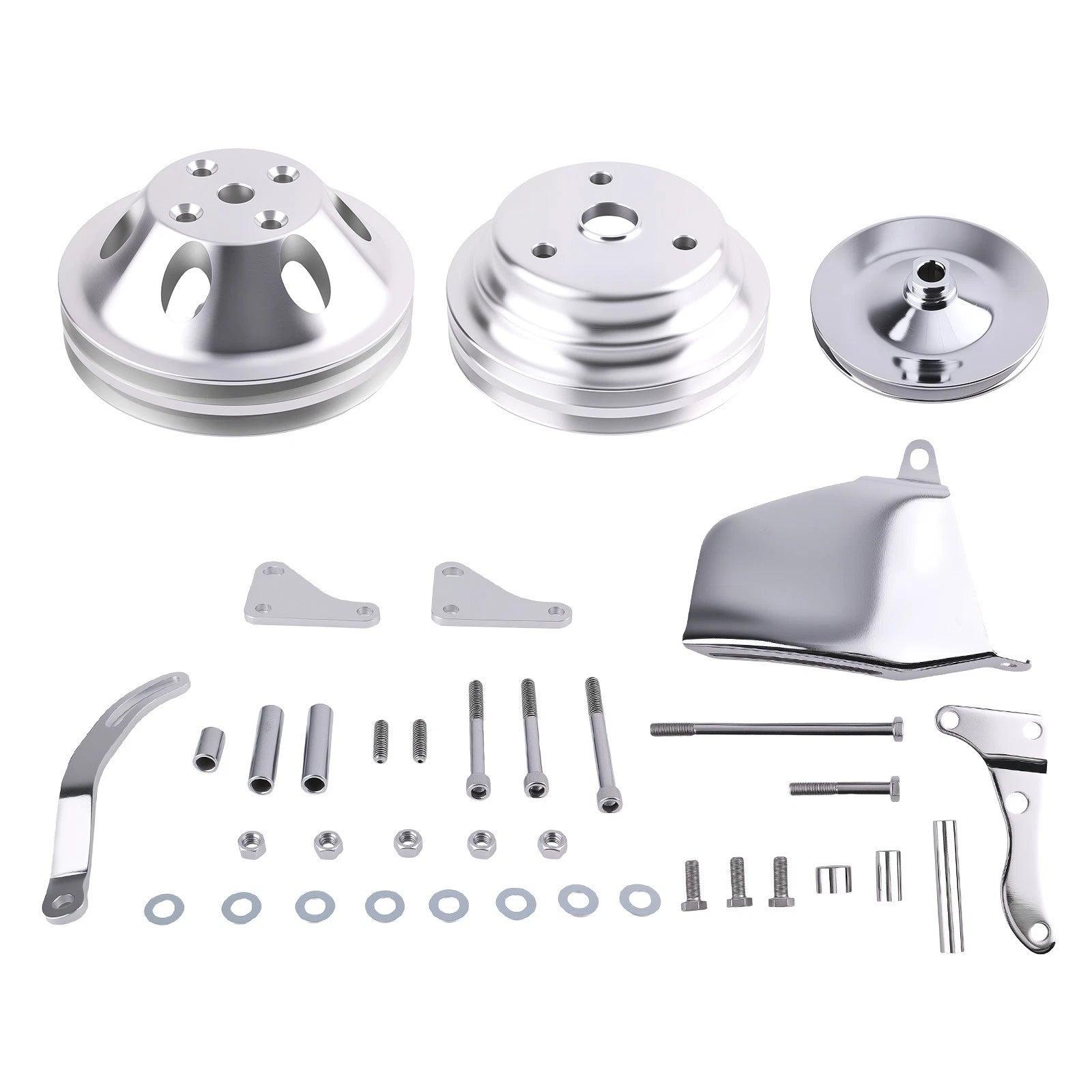 Water Pump Pulley & Bracket Kit for Small Block Chevy 283 327 350 400 (1967–1982)